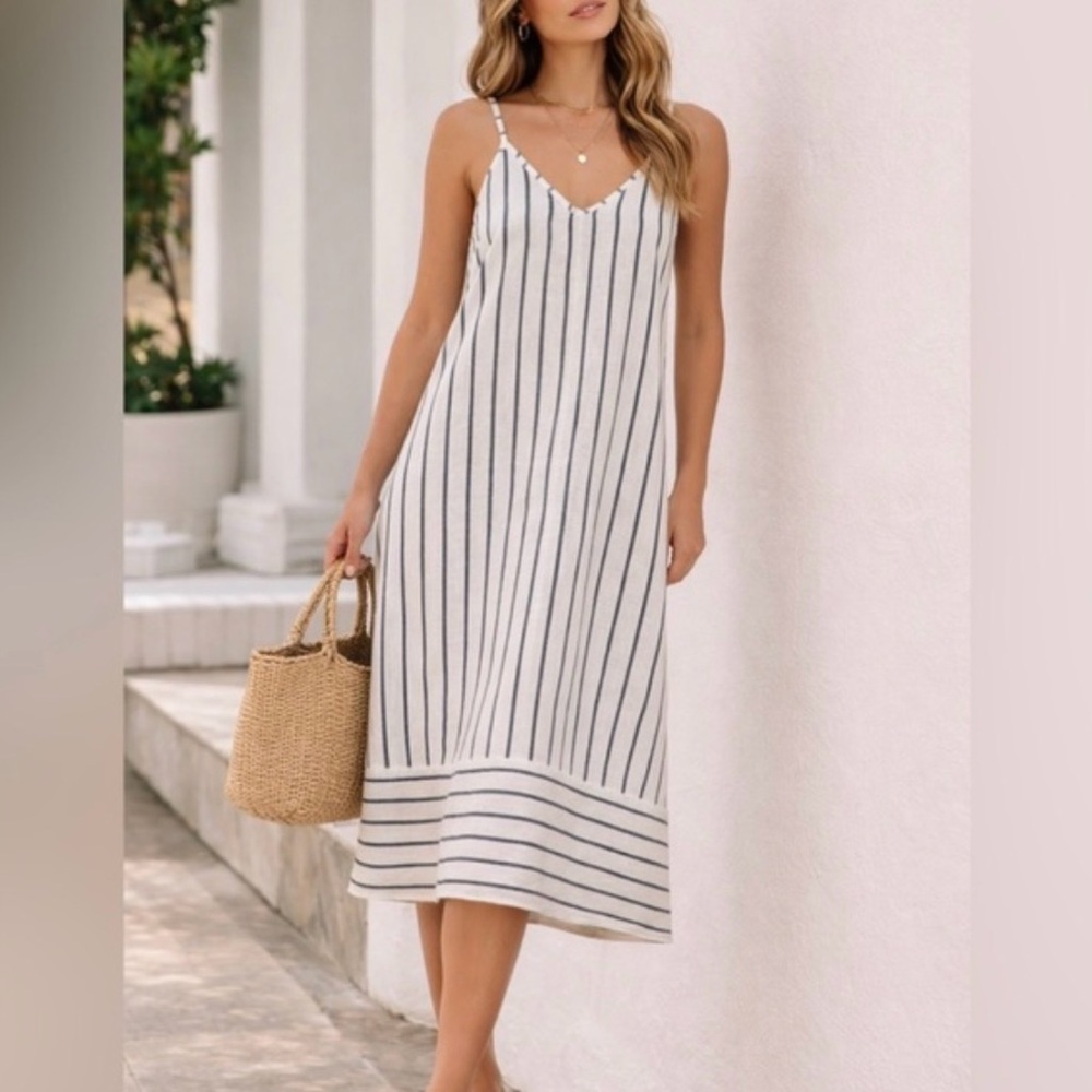 Terzo millennio striped linen dress